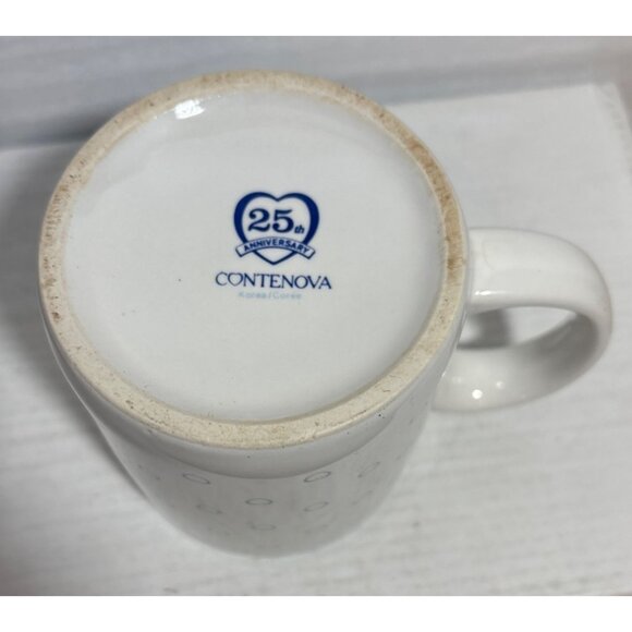 Contenova 25th Anniversary 1990 Blue & White Heart Pattern Ceramic Mug 12 Oz - Picture 5 of 7